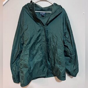 Lands' End Men's Green Hooded Lightweight Windbreaker Jacket Size L 90’s vintage